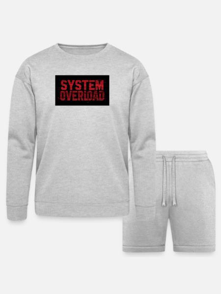 System Overload Glitch Text - Bella + Canvas Unisex Sweatshirt & Short Set - heather gray