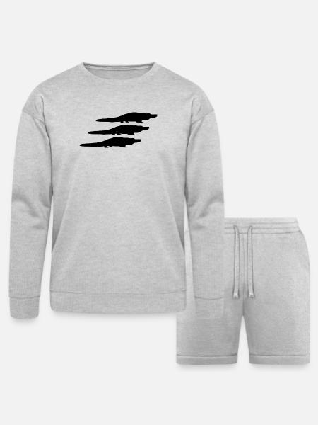 Alligator Silhouettes - Bella + Canvas Unisex Sweatshirt & Short Set - heather gray