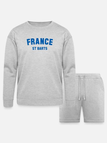 St Barts France Caribbean - Bella + Canvas Unisex Sweatshirt & Short Set - heather gray