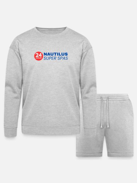 24-Hour Nautilus Super Spas - Vintage 1970s - Bella + Canvas Unisex Sweatshirt & Short Set - heather gray