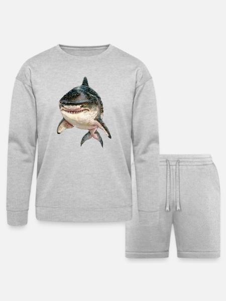 Tiger Shark - Bella + Canvas Unisex Sweatshirt & Short Set - heather gray