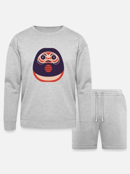 Daruma Doll - Bella + Canvas Unisex Sweatshirt & Short Set - heather gray