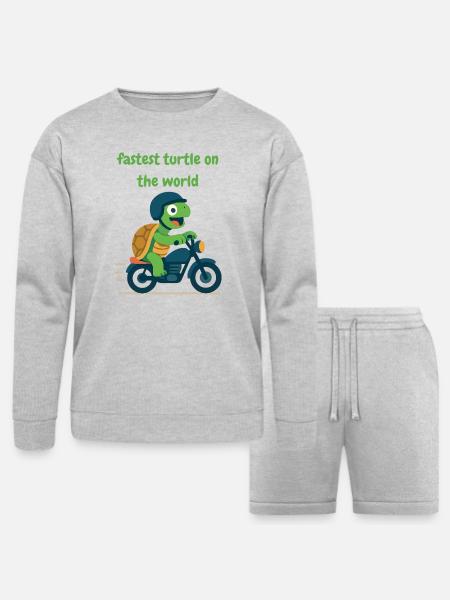 Turtle driver motorcycle - Bella + Canvas Unisex Sweatshirt & Short Set - heather gray