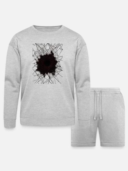 Dark Vortex Web Mandala - Bella + Canvas Unisex Sweatshirt & Short Set - heather gray