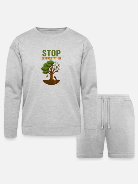Environmental Conservation Deforestation Awareness - Bella + Canvas Unisex Sweatshirt & Short Set - heather gray