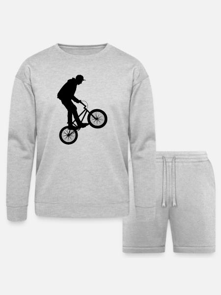 design BMX black - Bella + Canvas Unisex Sweatshirt & Short Set - heather gray