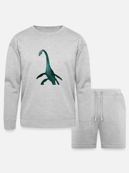 Emerald Long Neck Dino Tee - Bella + Canvas Unisex Sweatshirt & Short Set - heather gray