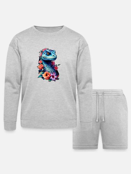 raptor blue - Bella + Canvas Unisex Sweatshirt & Short Set - heather gray