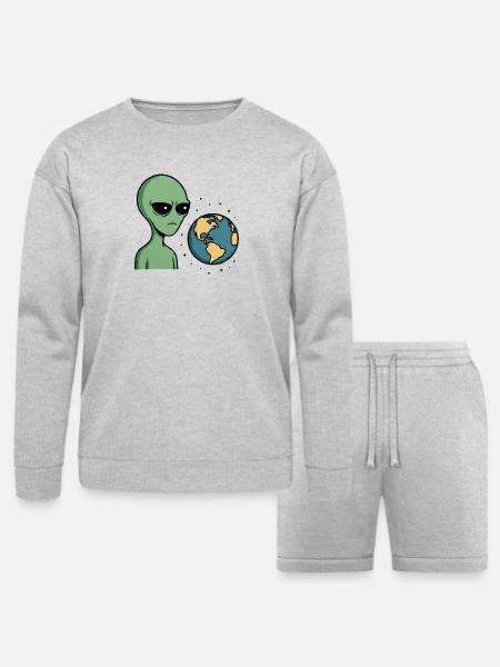 Judgy Alien - Bella + Canvas Unisex Sweatshirt & Short Set - heather gray