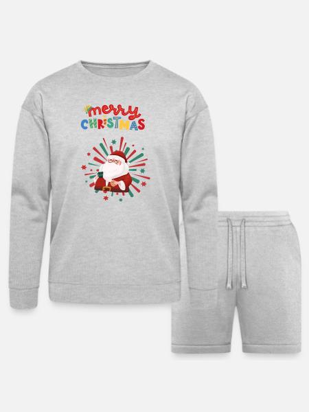 Christmas_Design - Bella + Canvas Unisex Sweatshirt & Short Set - heather gray