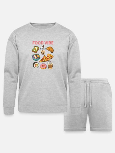 Food vibe - Bella + Canvas Unisex Sweatshirt & Short Set - heather gray
