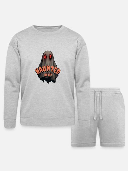 Haunted by 6/7 Ghost - Bella + Canvas Unisex Sweatshirt & Short Set - heather gray
