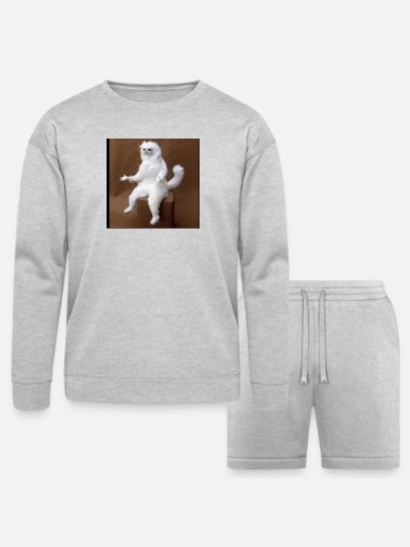 Plush on Stool - Bella + Canvas Unisex Sweatshirt & Short Set - heather gray