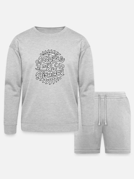 birthday babe shirt - Bella + Canvas Unisex Sweatshirt & Short Set - heather gray