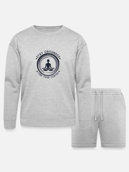 Meditative Silhouette - Bella + Canvas Unisex Sweatshirt & Short Set - heather gray