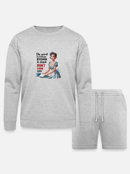 Clean Kitchen Secret - Bella + Canvas Unisex Sweatshirt & Short Set - heather gray