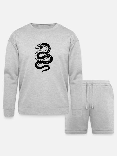 Coiled Serpent Silhouette - Bella + Canvas Unisex Sweatshirt & Short Set - heather gray