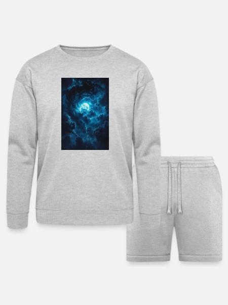 Blue Moonstorm Night Sky - Bella + Canvas Unisex Sweatshirt & Short Set - heather gray