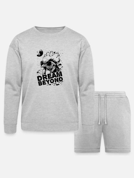 Noir Glyphs Nightscape - Bella + Canvas Unisex Sweatshirt & Short Set - heather gray