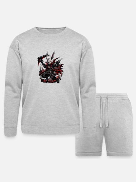 Nightshade Rabbit Gunslinger - Bella + Canvas Unisex Sweatshirt & Short Set - heather gray