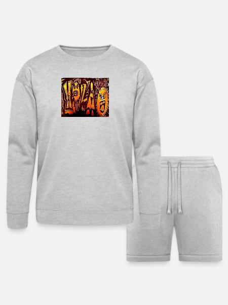 Inferno Graffiti Faces - Bella + Canvas Unisex Sweatshirt & Short Set - heather gray