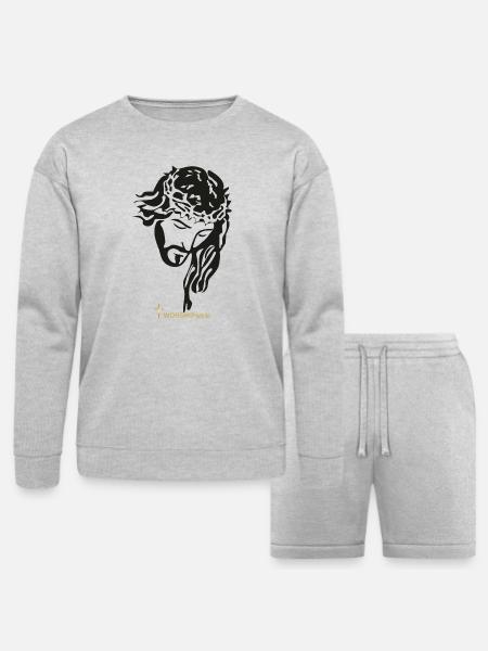 JESUS - Bella + Canvas Unisex Sweatshirt & Short Set - heather gray