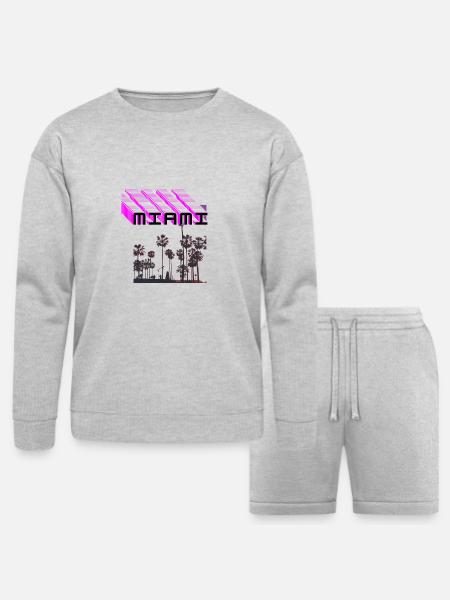 Miami beach - Bella + Canvas Unisex Sweatshirt & Short Set - heather gray