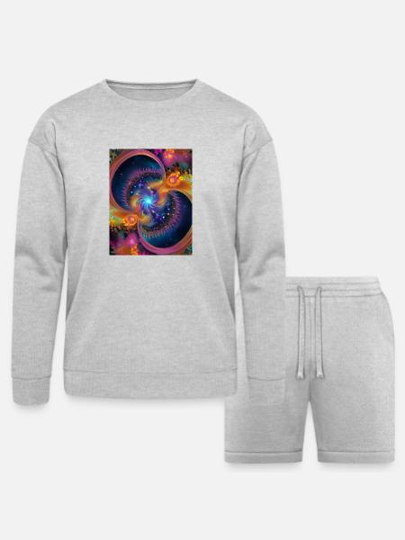 Fractal universe - Bella + Canvas Unisex Sweatshirt & Short Set - heather gray