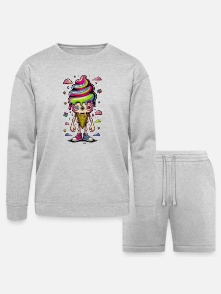 Cosmic Cone Creature - Bella + Canvas Unisex Sweatshirt & Short Set - heather gray