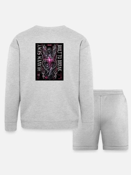 Heaven Bleed Neon Angel Wings - Bella + Canvas Unisex Sweatshirt & Short Set - heather gray