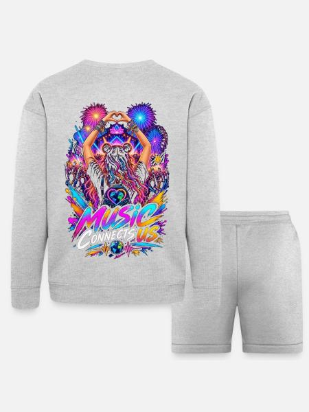 Music Connects Us - Bella + Canvas Unisex Sweatshirt & Short Set - heather gray