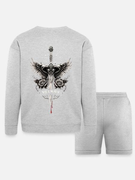 Death wings - Bella + Canvas Unisex Sweatshirt & Short Set - heather gray