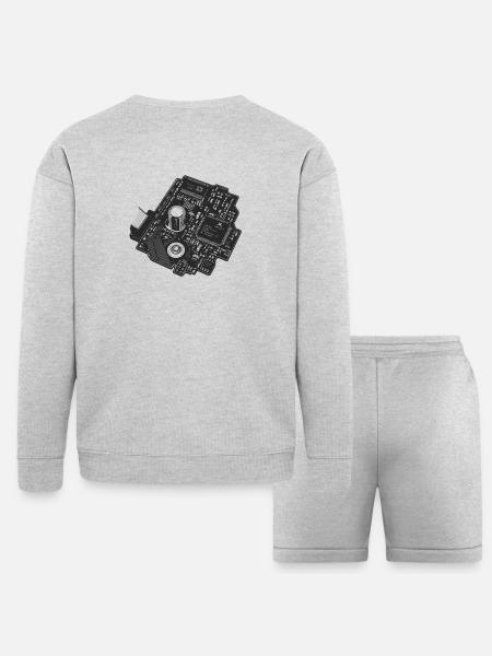 Circuitboard Noir - Bella + Canvas Unisex Sweatshirt & Short Set - heather gray