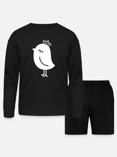 Royal Sparrow – Crowned Birdie - Bella + Canvas Unisex Sweatshirt & Short Set - black