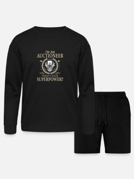 Funny Auctioneer Awesome - Bella + Canvas Unisex Sweatshirt & Short Set - black