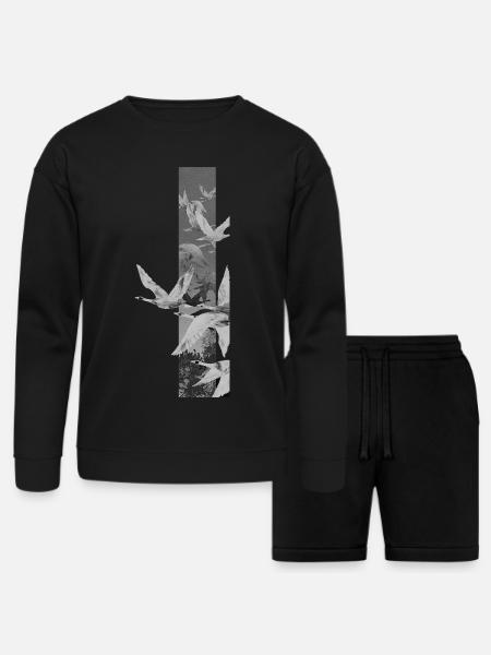 Dove Stripes Mono - Bella + Canvas Unisex Sweatshirt & Short Set - black