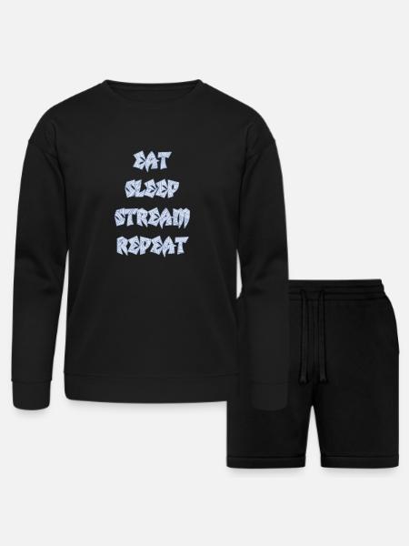 EAT SLEEP STREAM REPEAT - Bella + Canvas Unisex Sweatshirt & Short Set - black