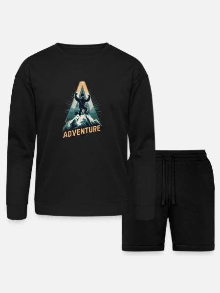 Big Foot ADVENTURE - Bella + Canvas Unisex Sweatshirt & Short Set - black