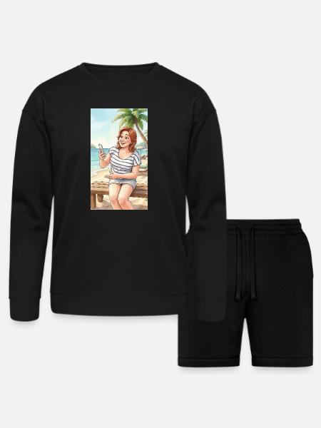 Beach Selfie Moment - Bella + Canvas Unisex Sweatshirt & Short Set - black