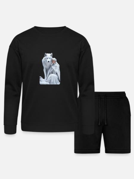 White serenity - Bella + Canvas Unisex Sweatshirt & Short Set - black