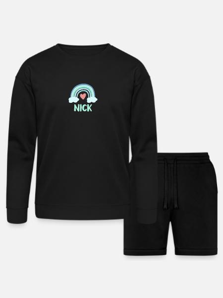 Nick Name Rainbow Baby - Bella + Canvas Unisex Sweatshirt & Short Set - black