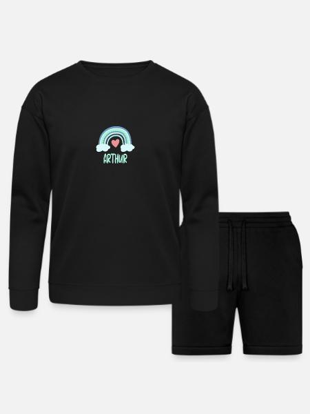 Arthur Name Rainbow Baby - Bella + Canvas Unisex Sweatshirt & Short Set - black