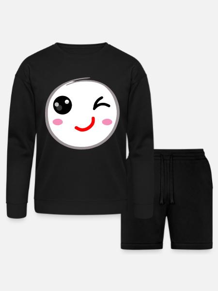 Winking face, Wink smile - Bella + Canvas Unisex Sweatshirt & Short Set - black