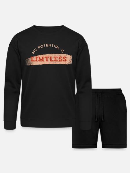 Limitless Potential Typography - Bella + Canvas Unisex Sweatshirt & Short Set - black