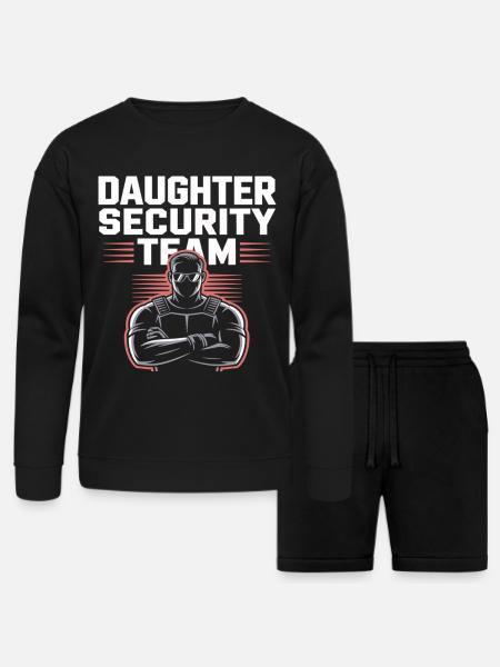 Daughter Security Team - Father Bodyguard - Bella + Canvas Unisex Sweatshirt & Short Set - black