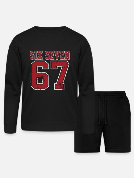 67 - Six Seven SixSeven 6-7 - Bella + Canvas Unisex Sweatshirt & Short Set - black