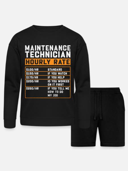 Maintenance Technician Hourly Rate - Bella + Canvas Unisex Sweatshirt & Short Set - black