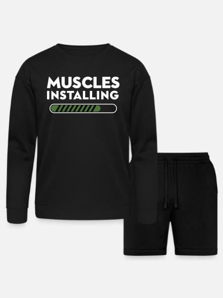 Muscles Installing Progress - Bella + Canvas Unisex Sweatshirt & Short Set - black