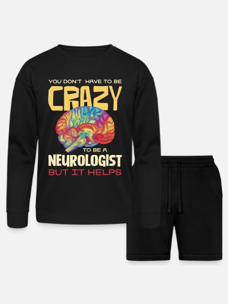 Crazy Neurologist Brain Pride - Bella + Canvas Unisex Sweatshirt & Short Set - black