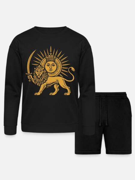 Solar Crowned Lion Emblem - Bella + Canvas Unisex Sweatshirt & Short Set - black
